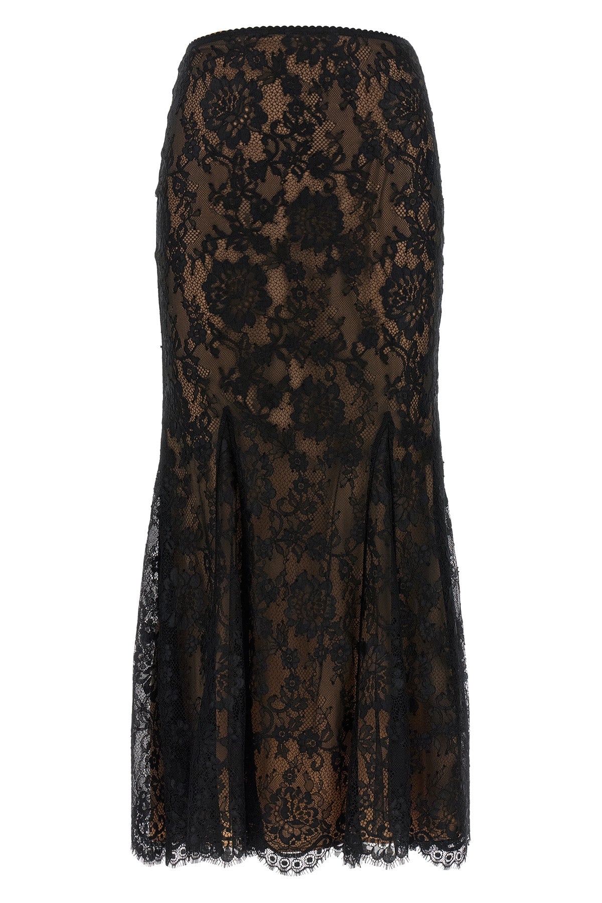 black lace midi lace skirt