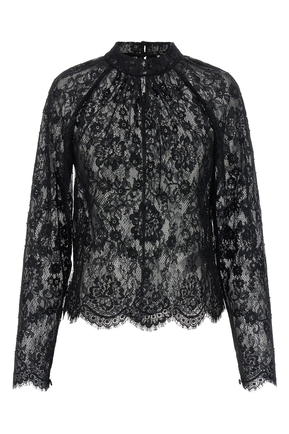 SELF PORTRAIT 6 black lace semi-transparent lace blouse