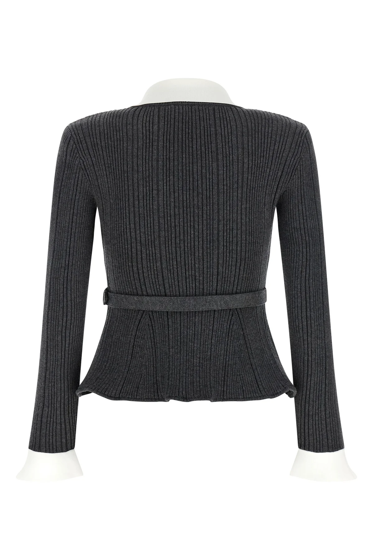 v-shaped cardigan flared at the waist