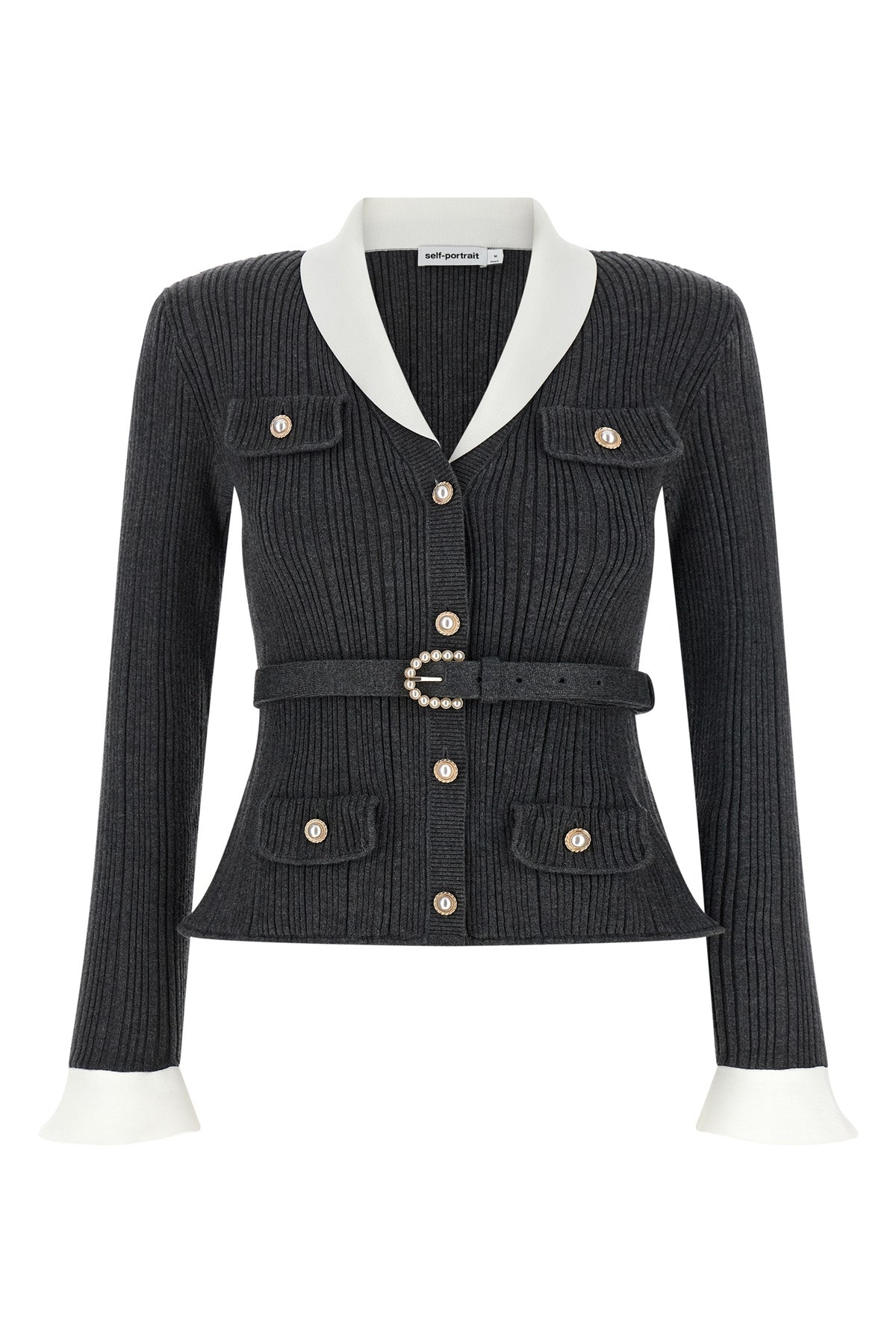 SELF PORTRAIT M v-shaped cardigan flared at the waist