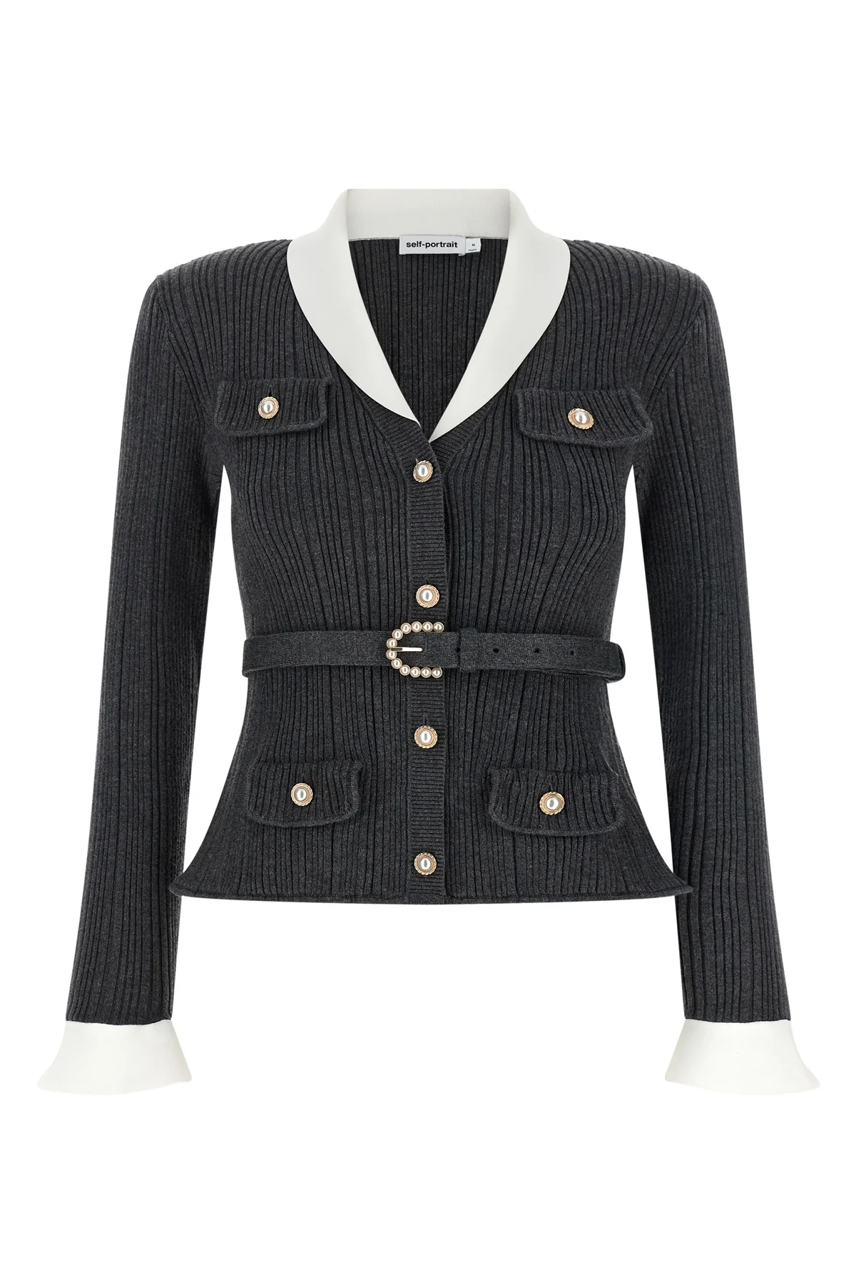 v-shaped cardigan flared at the waist
