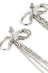double crystal bow bow-shaped earrings in silver-plated brass