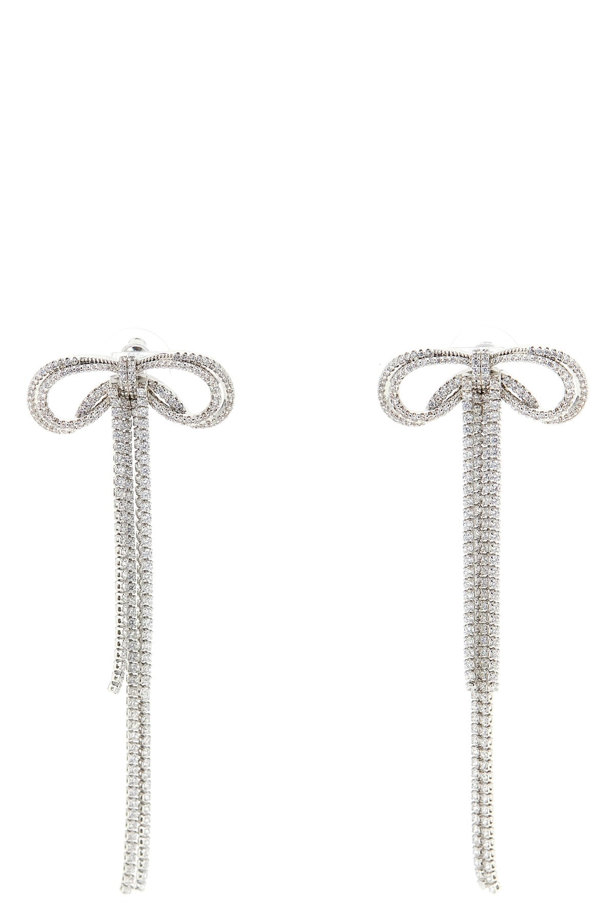 SELF PORTRAIT OS double crystal bow bow-shaped earrings in silver-plated brass