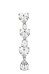 crystal heart tiered pendant earrings in silver-plated brass