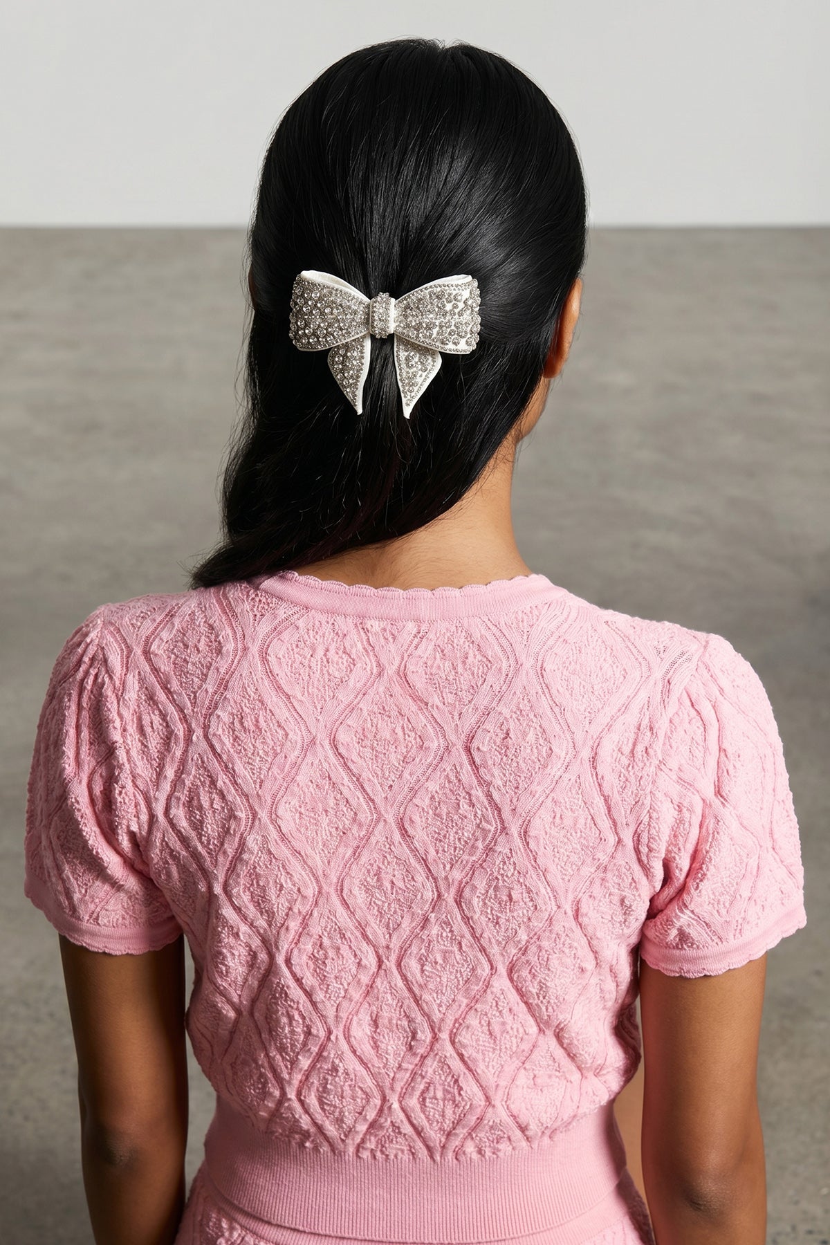 SELF PORTRAIT OS crystal embellished bow satin hair clip