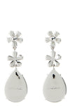 crystal flower tiered earrings in silver-plated brass and crystals