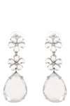 crystal flower tiered earrings in silver-plated brass and crystals