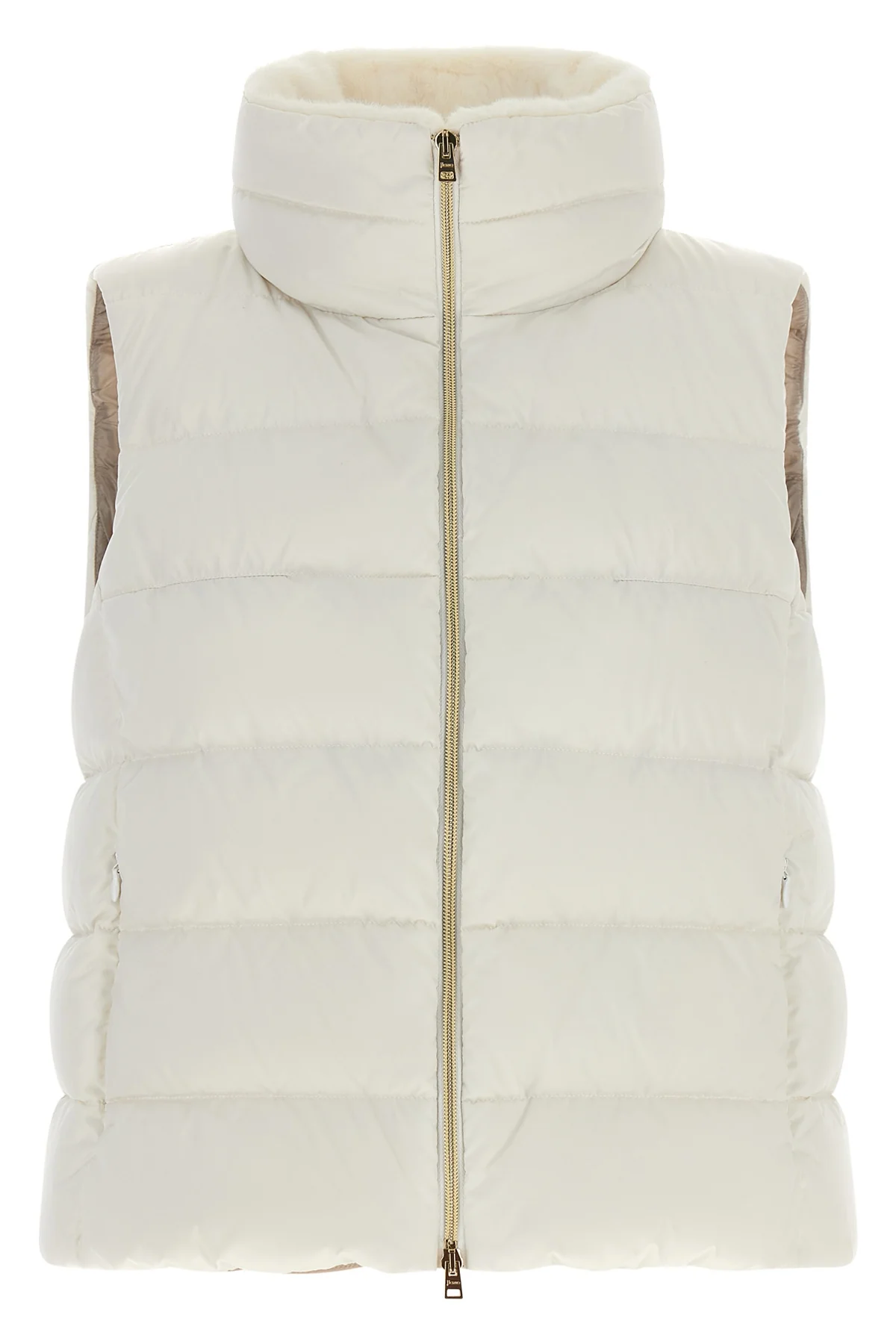 hernos padded vest redefines the volumes of outerwear through a tailor-inspired