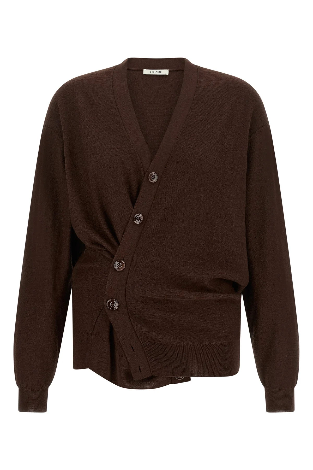the lemaire cardigan redefines knitwear codes through a deconstructed and innova
