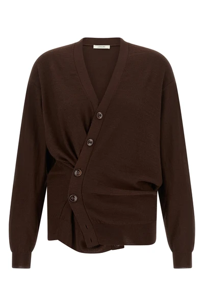 the lemaire cardigan redefines knitwear codes through a deconstructed and innova