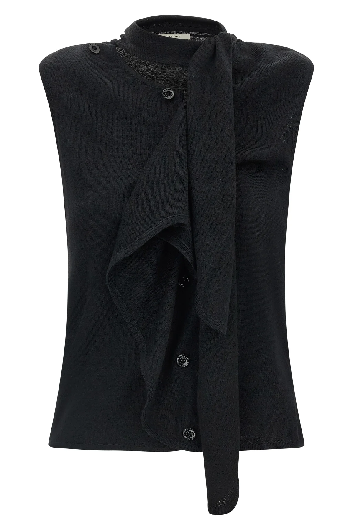 the lemaire vest redefines the codes of knitwear through a deconstructed and inn