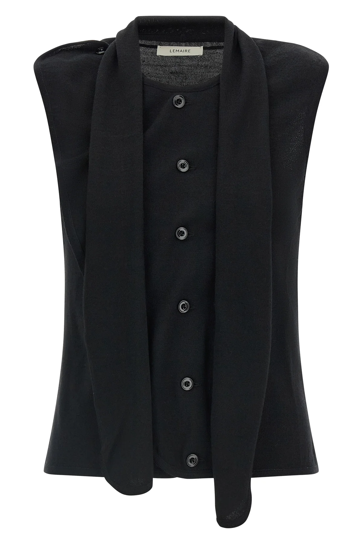 LEMAIRE M the lemaire vest redefines the codes of knitwear through a deconstructed and inn