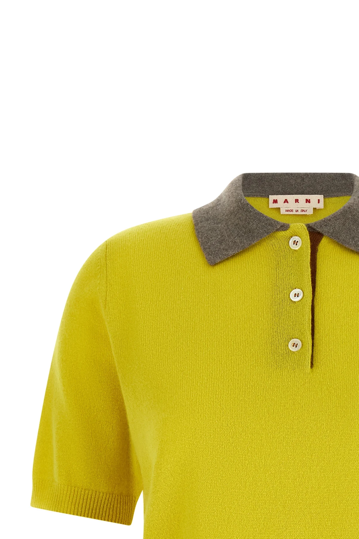 the marni short-sleeved polo shirt is made of pure cashmere knit