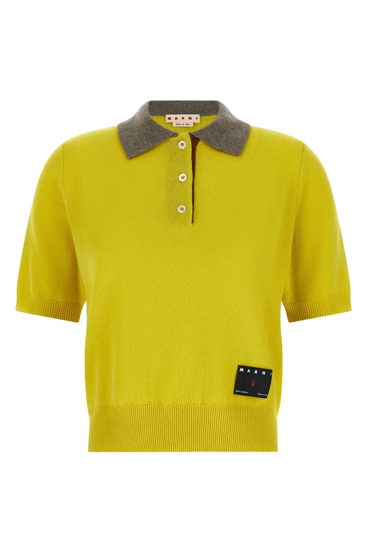 the marni short-sleeved polo shirt is made of pure cashmere knit