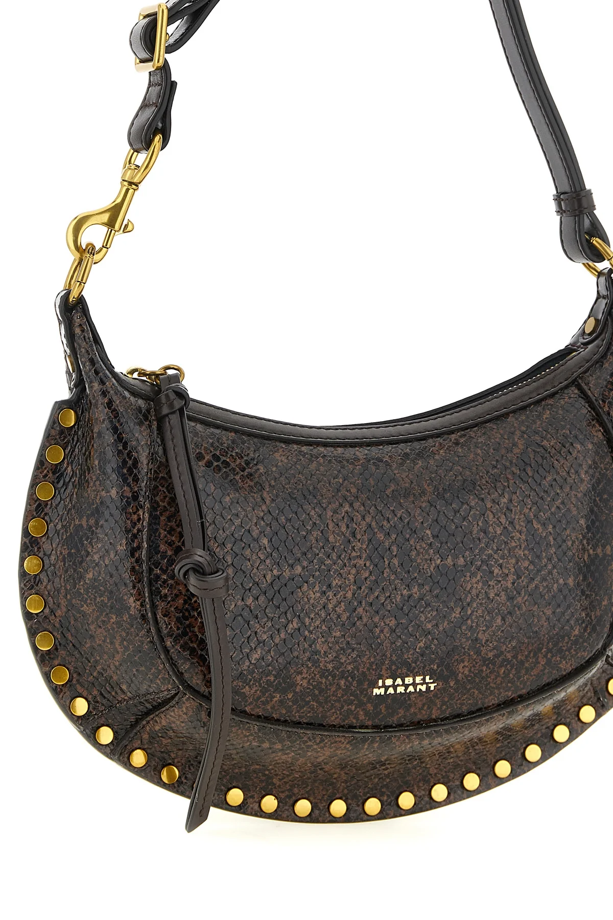 the isabel marant oskan moon shoulder bag defines a structured crescent silhou