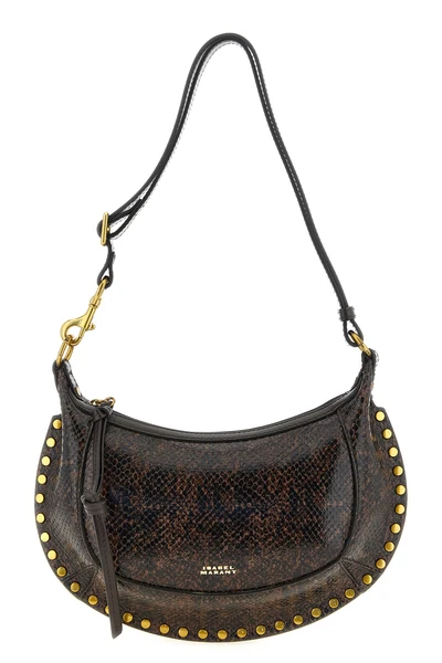 the isabel marant oskan moon shoulder bag defines a structured crescent silhou