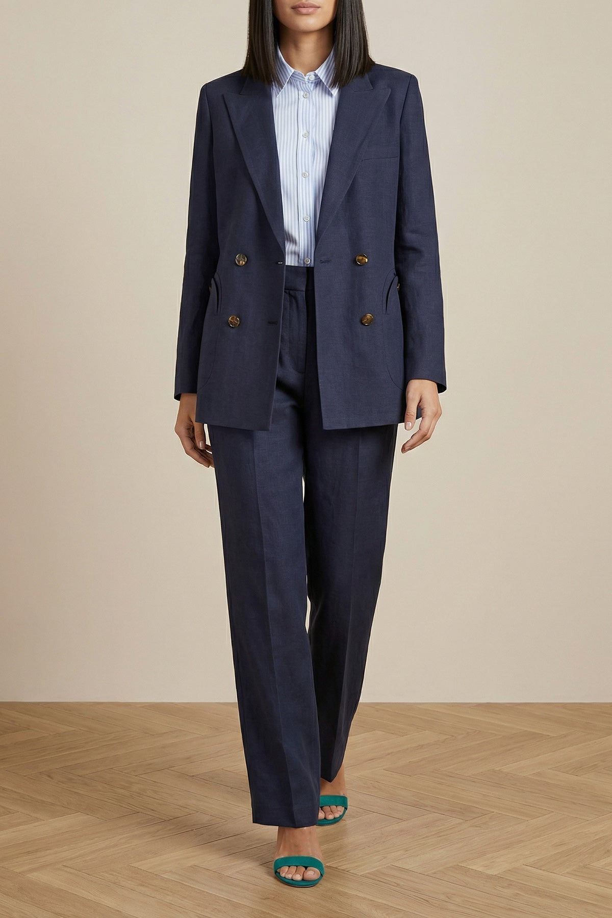 savannah fox pants in linen and silk blend