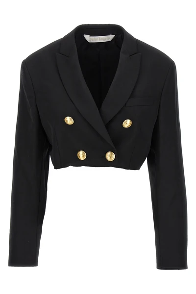 double-breasted cropped blazer in wool blend