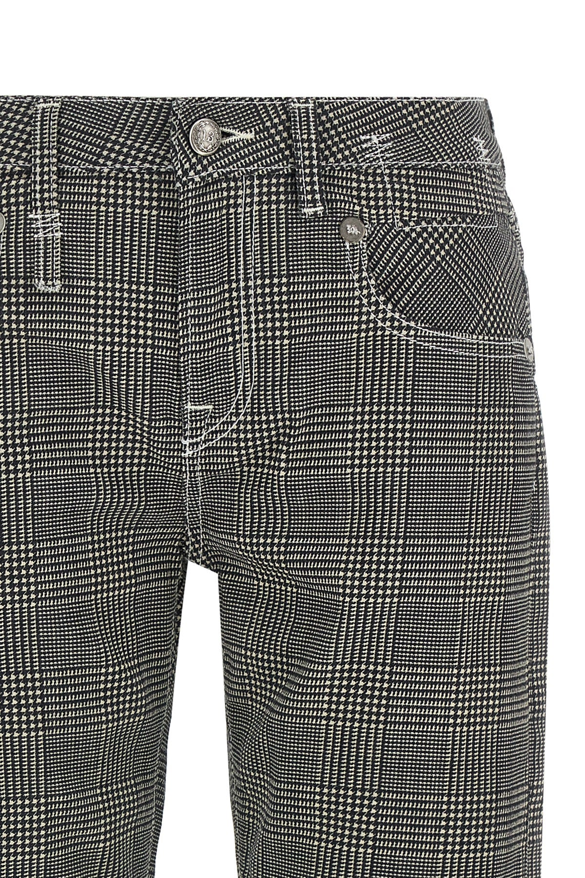 prince of wales pattern stretch cotton pants boy straight crop style