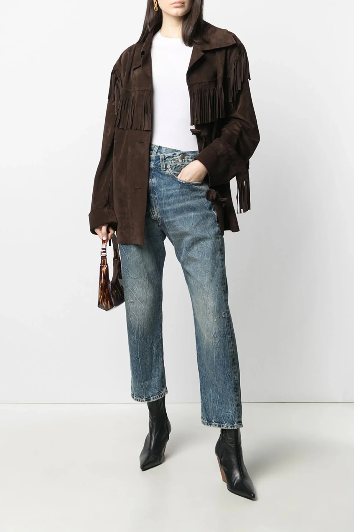 R13 23 cross over cotton denim jeans