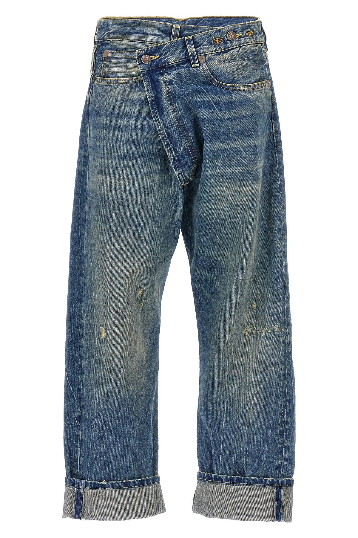 R13 23 cross over cotton denim jeans