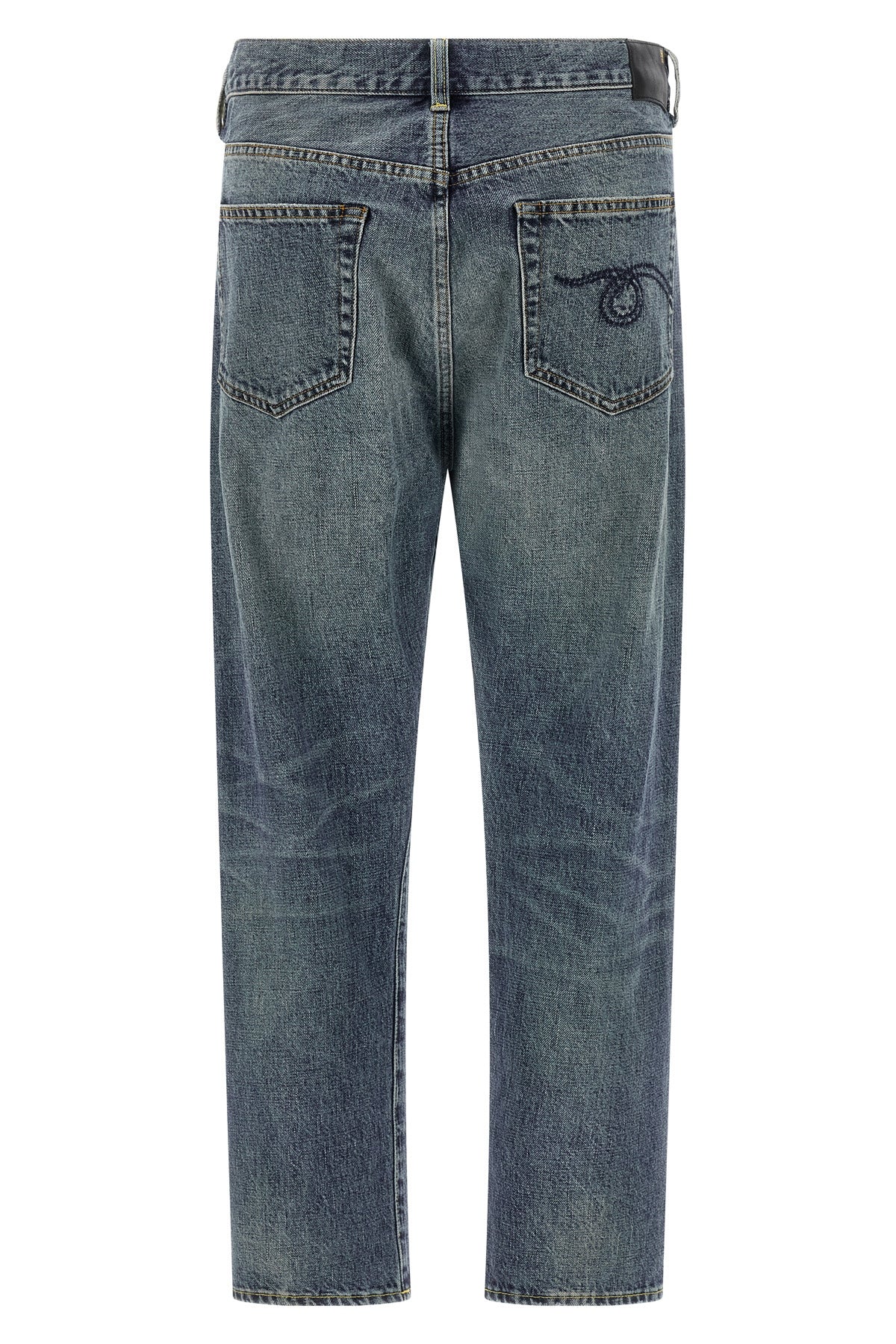 crossover stonewashed cotton denim jeans