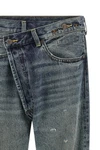 crossover stonewashed cotton denim jeans