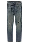 crossover stonewashed cotton denim jeans