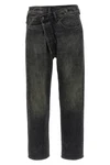 crossover jeans in delavé cotton denim