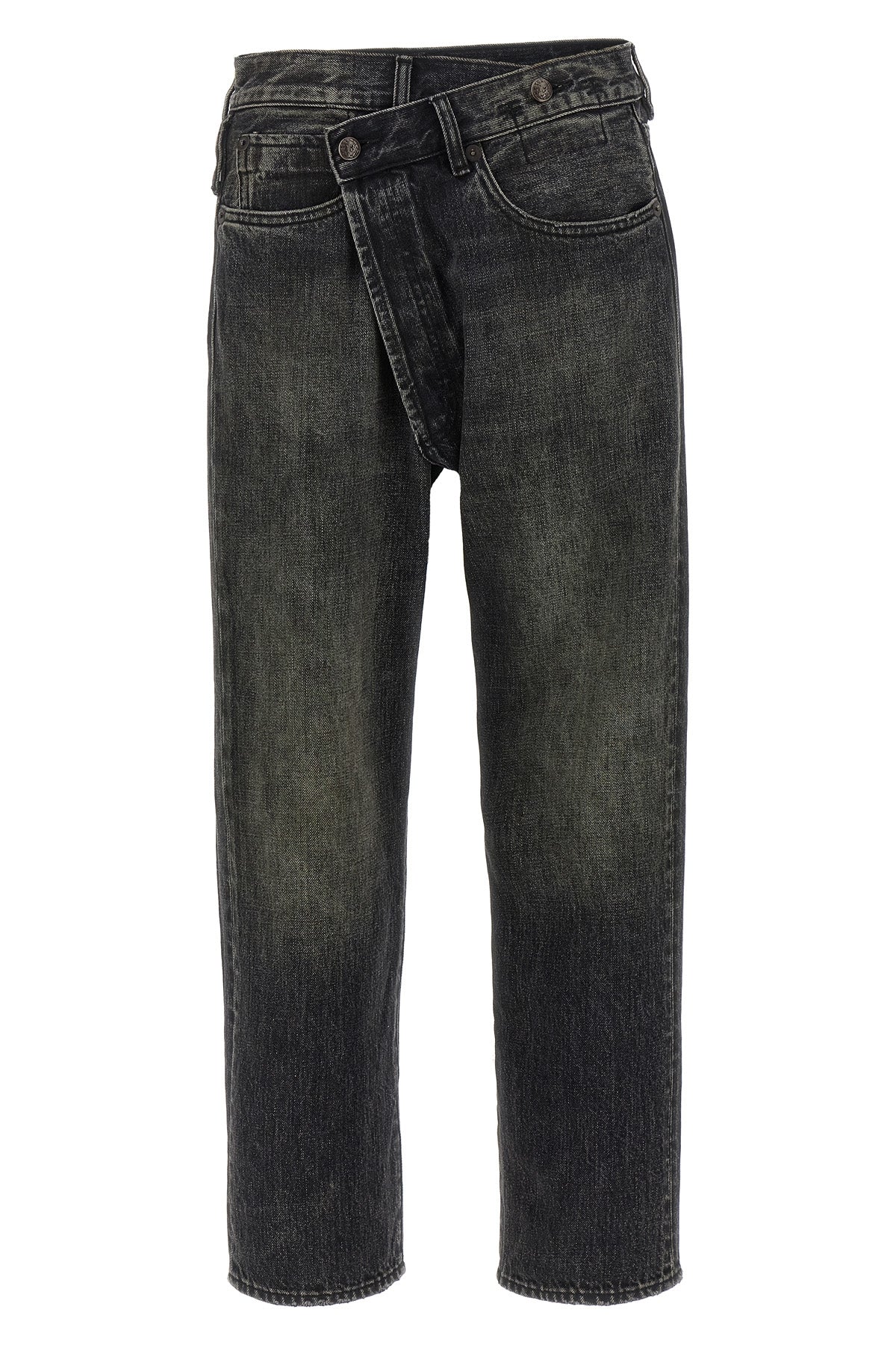 crossover jeans in delavé cotton denim