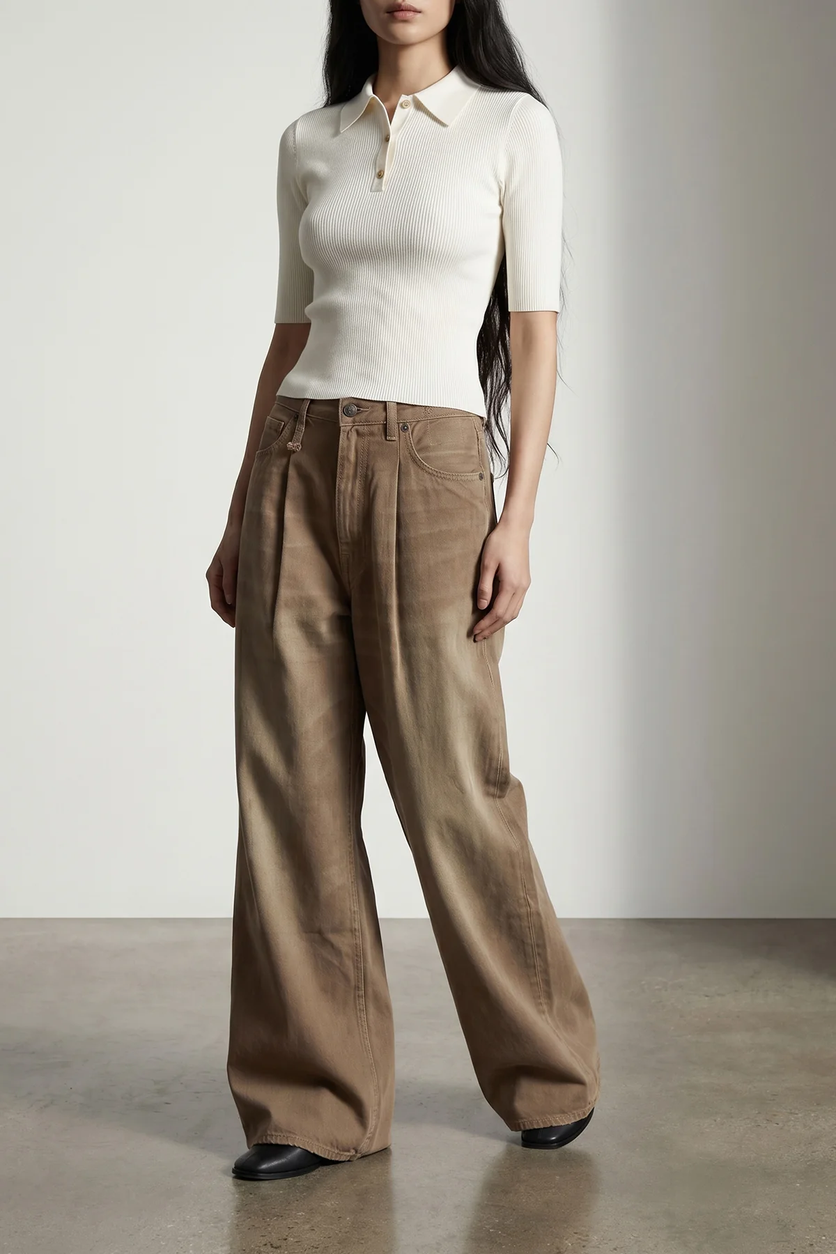 R13 25 high-waisted cotton denim damon pleated jeans
