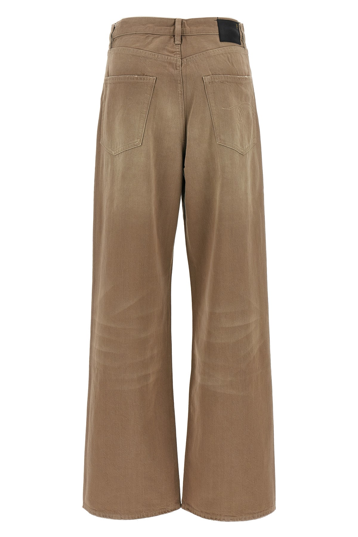 high-waisted cotton denim damon pleated jeans