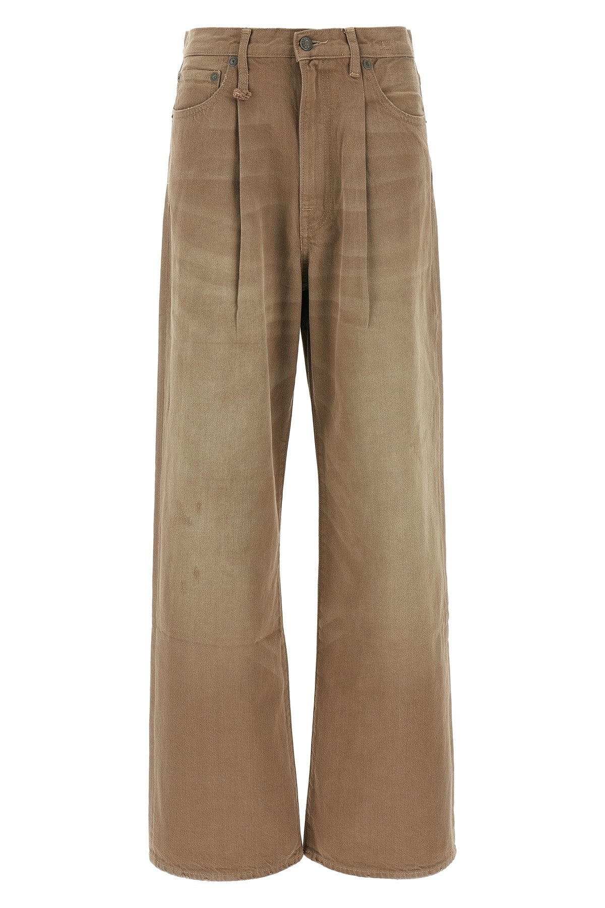 R13 25 high-waisted cotton denim damon pleated jeans