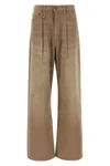 high-waisted cotton denim damon pleated jeans