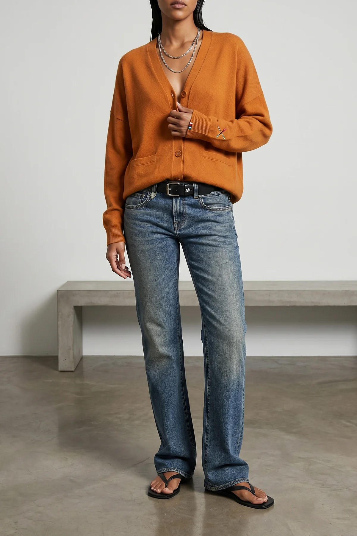 boy flare used-effect stone washed cotton denim jeans