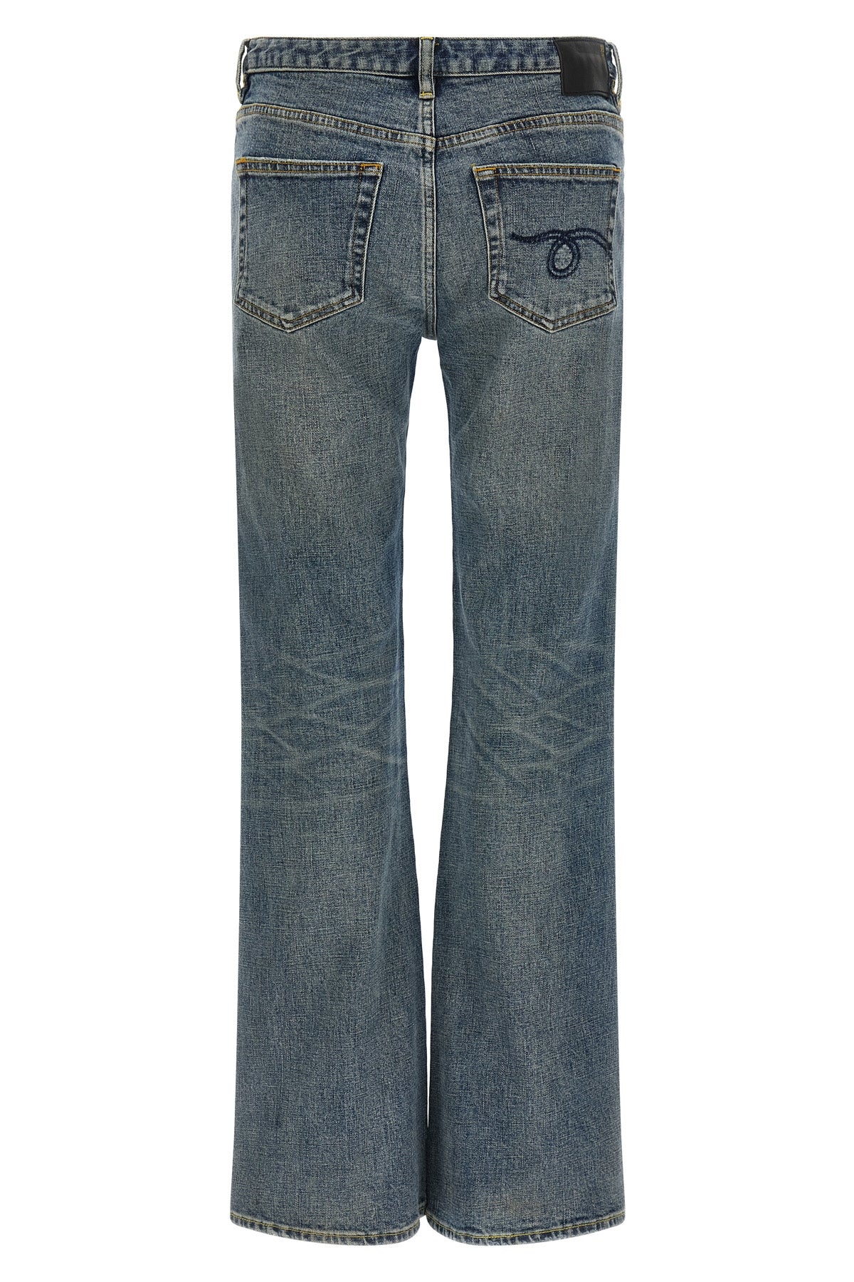 boy flare used-effect stone washed cotton denim jeans