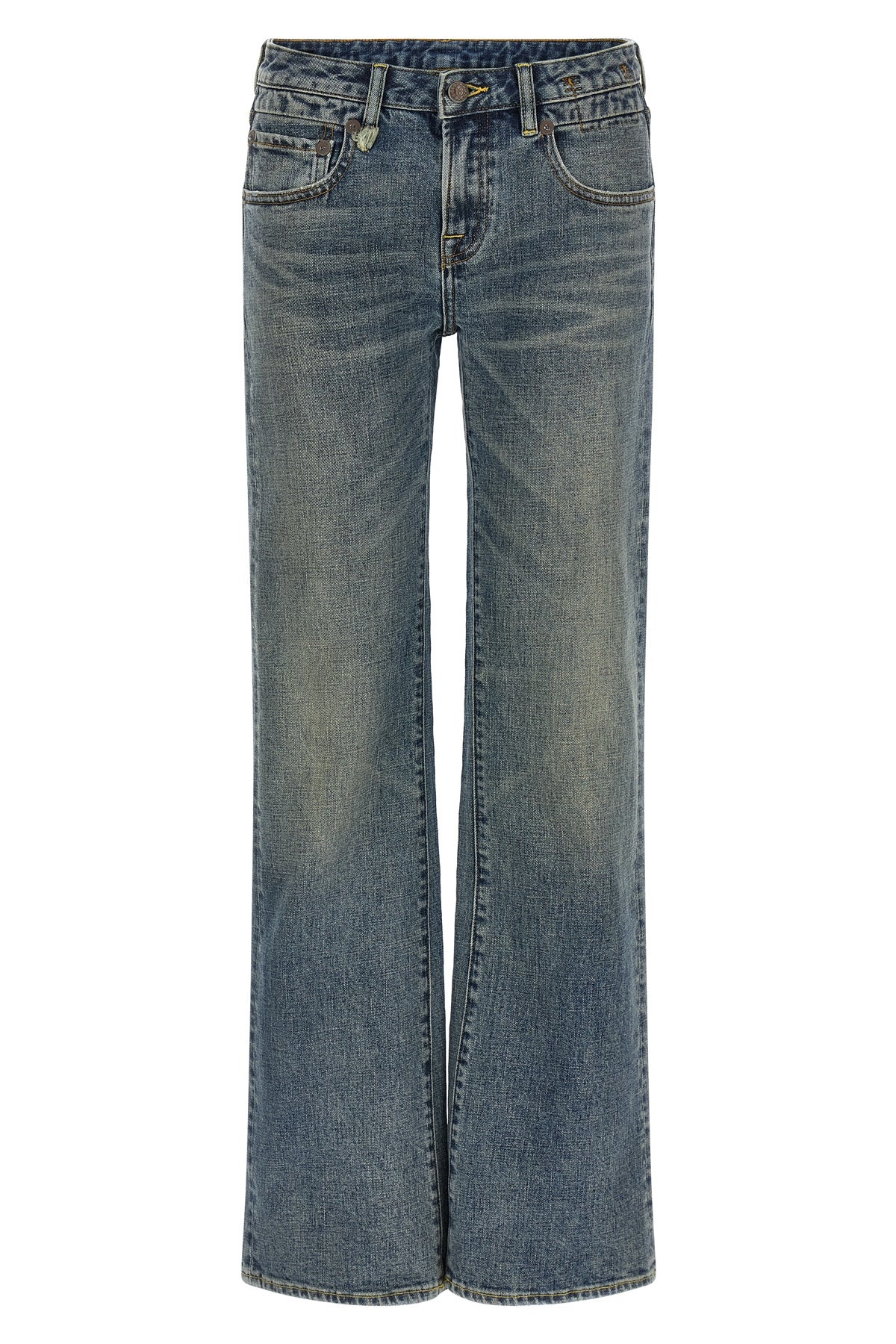 boy flare used-effect stone washed cotton denim jeans