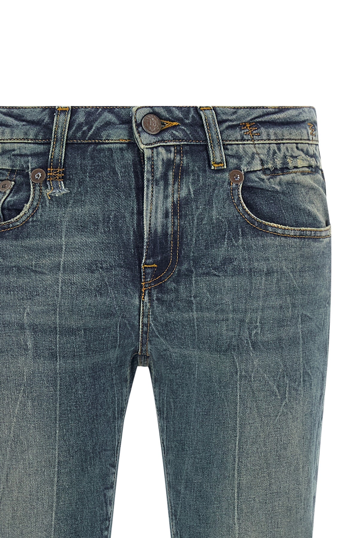the overflow boy flare r13 jeans redefine the denim silhouette through exagger