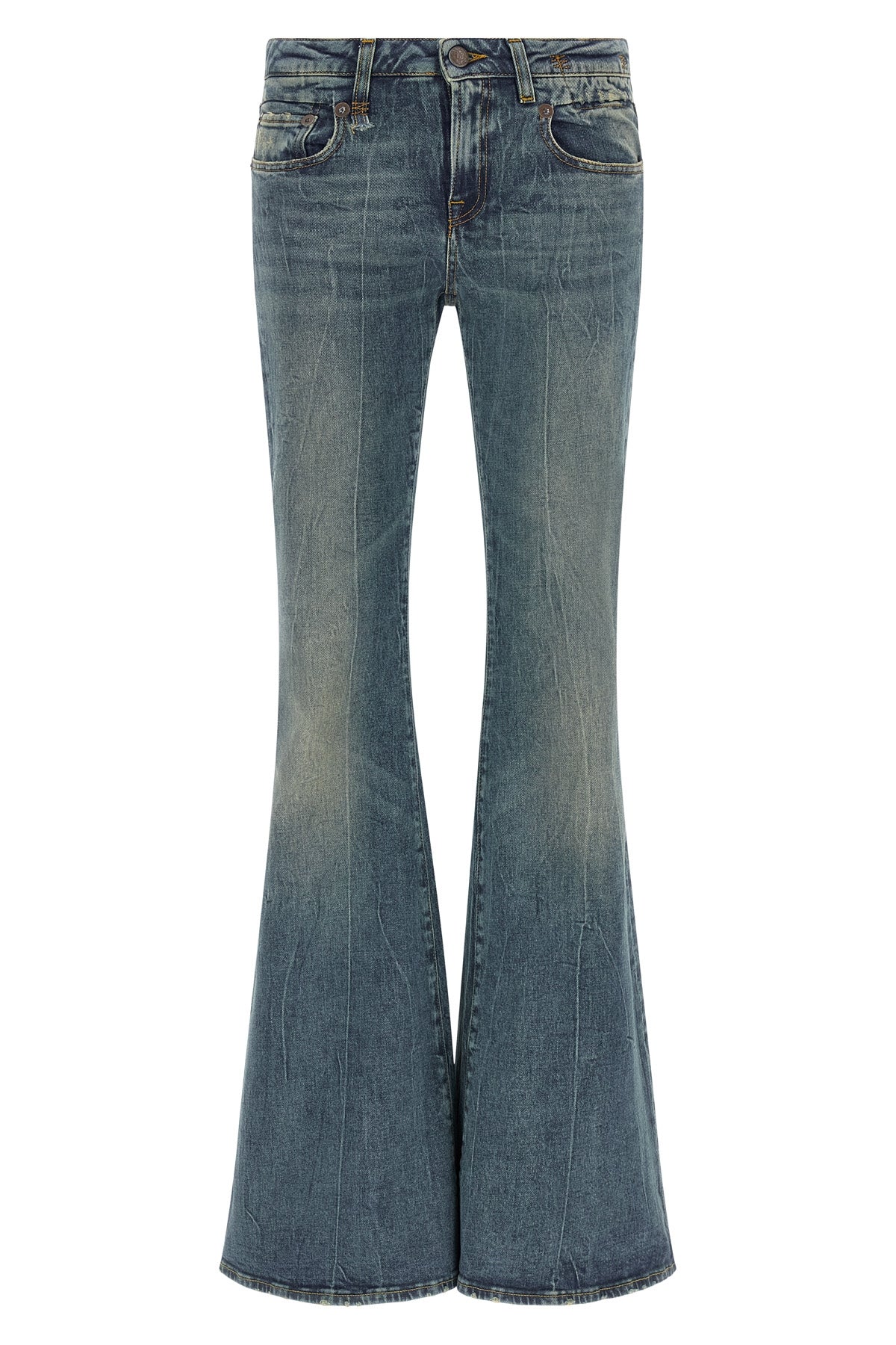 the overflow boy flare r13 jeans redefine the denim silhouette through exagger