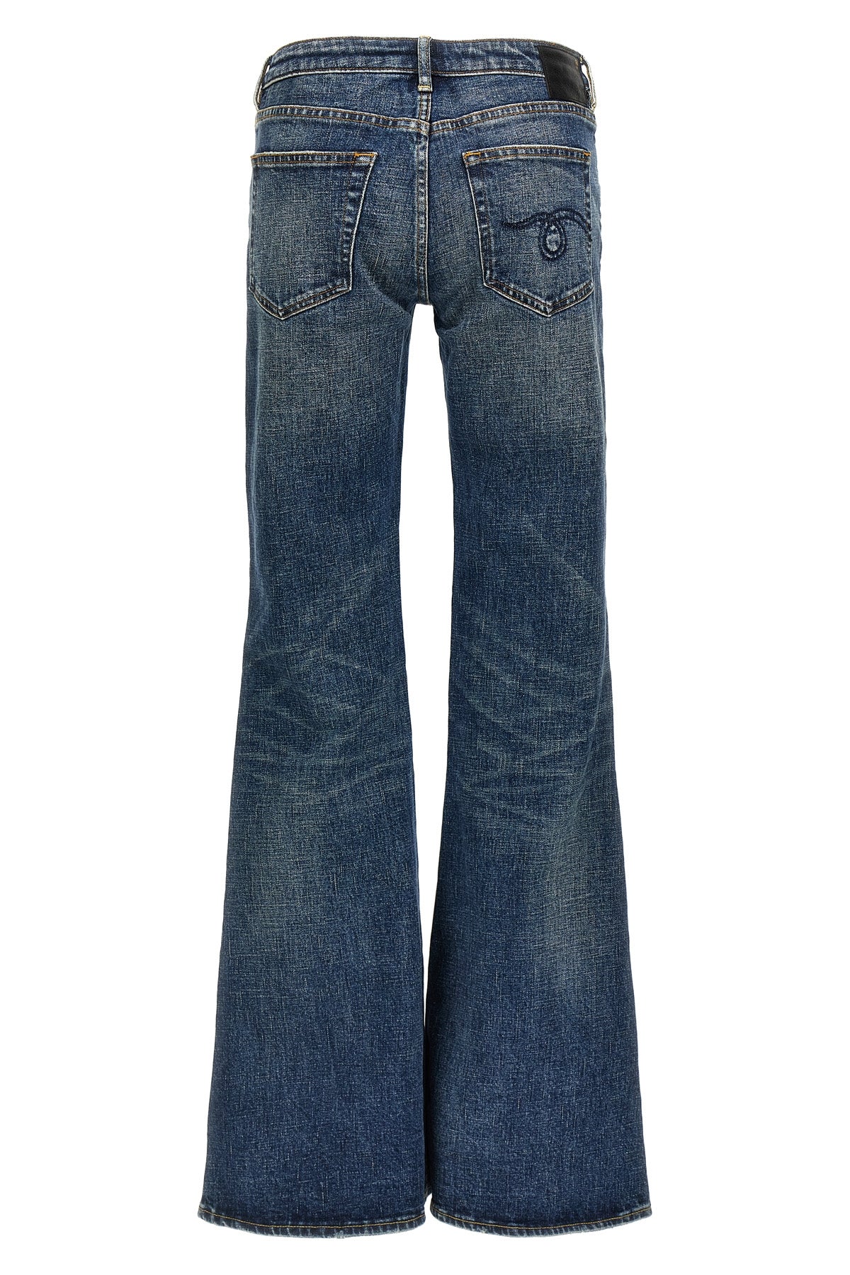 overflow boy flare low-rise denim jeans in delavé cotton