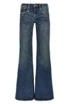 overflow boy flare low-rise denim jeans in delavé cotton