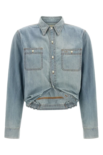 wrap around cotton denim shirt