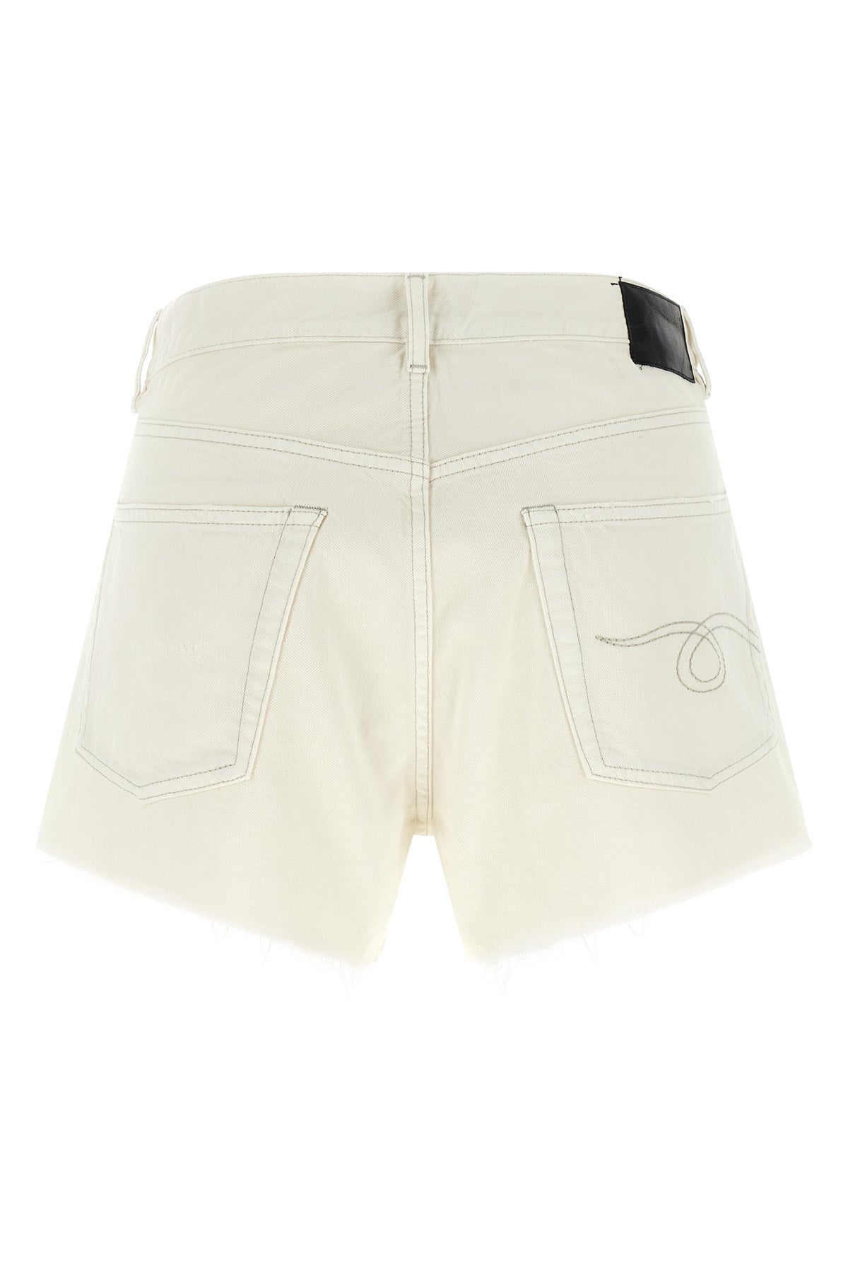 R13 23 x-bf shorts in destroyed effect garment-dyed cotton denim