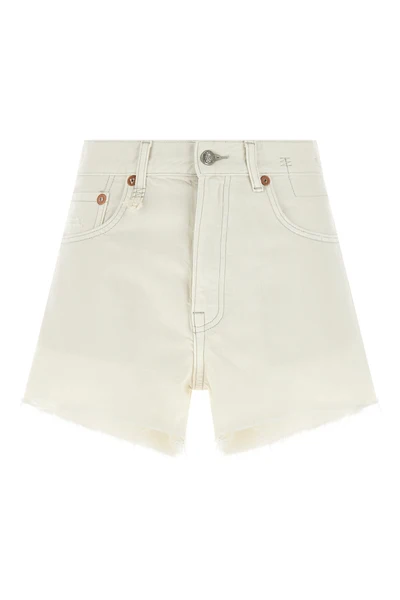 x-bf shorts in destroyed effect garment-dyed cotton denim