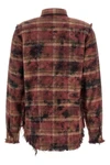 used-effect check print peach cotton shirt