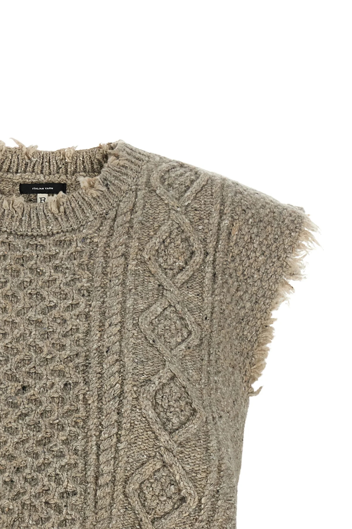 the boyfriend cable r13 vest redefines classic knitwear through a bold and dec