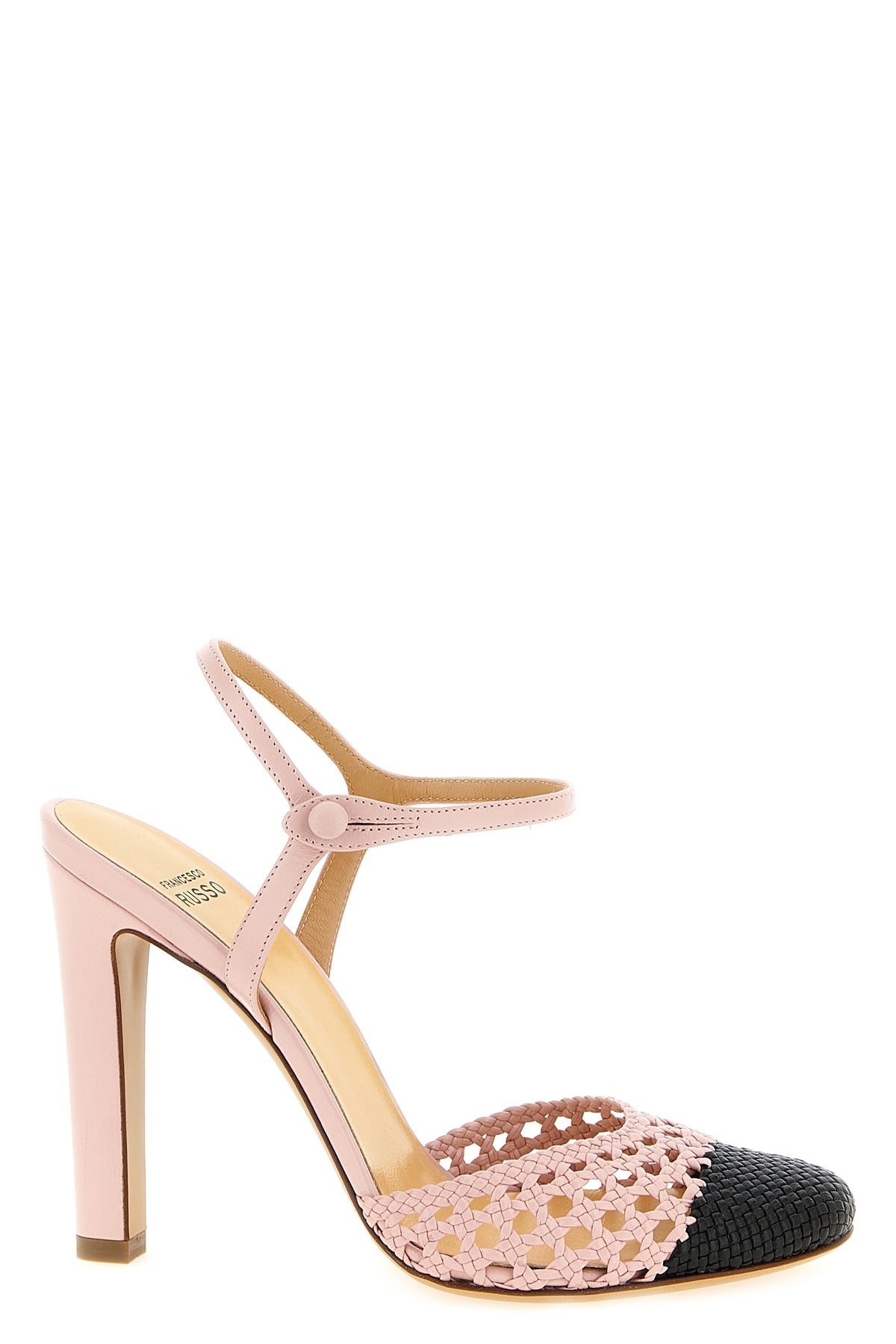 FRANCESCO RUSSO 38 r1p954 pumps in two-tone crocheted nappa leather