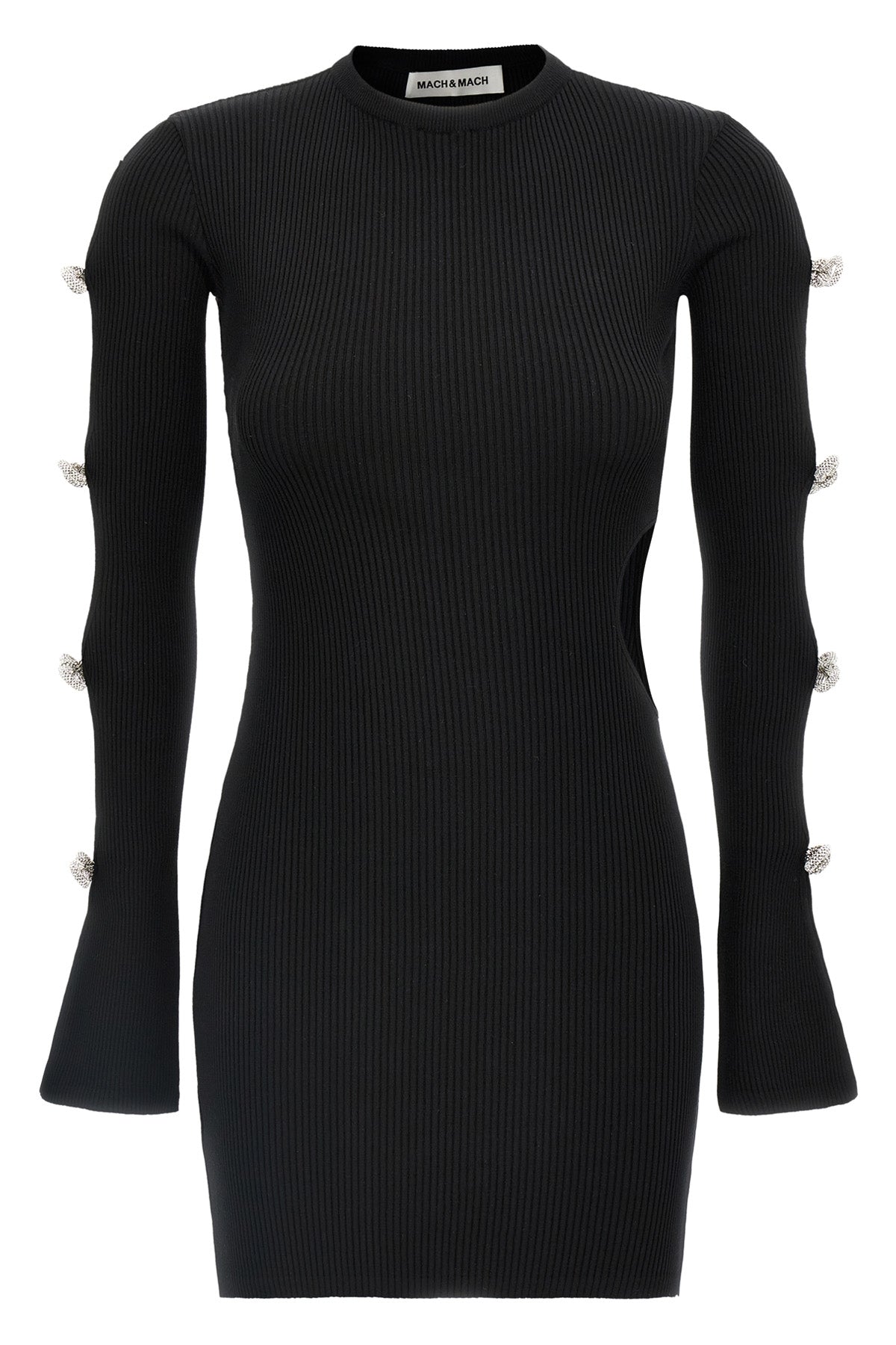 MACH amp; MACH L cut-out crystal bow mini dress in stretch viscose blend