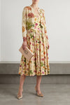 floral patterned cotton poplin midi dress