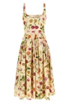 floral patterned cotton poplin midi dress